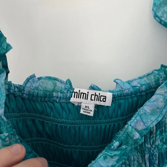 Turquoise High-Low Ruffle Dress - Picture 4 of 4